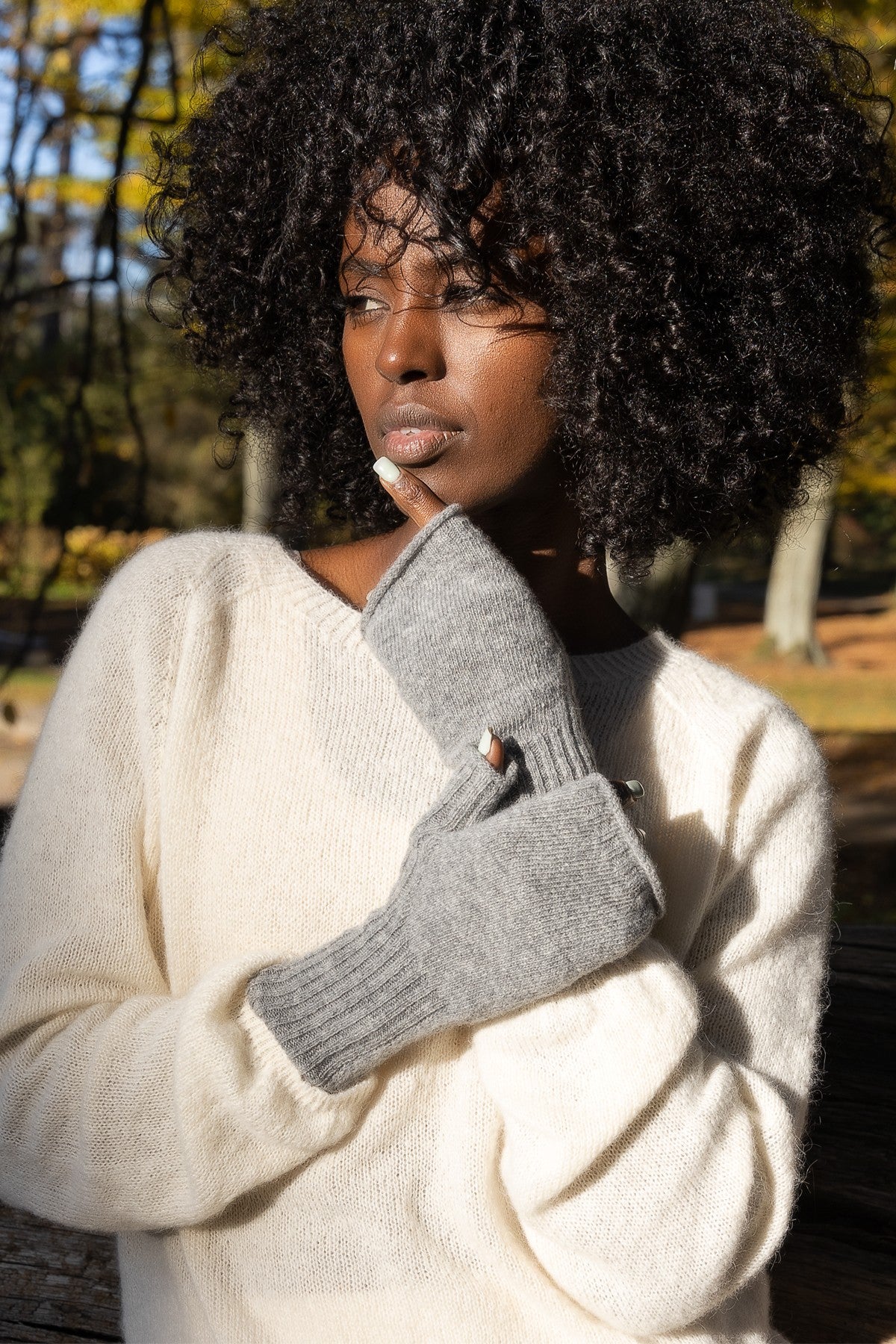 Wełniane mitenki szary - 1