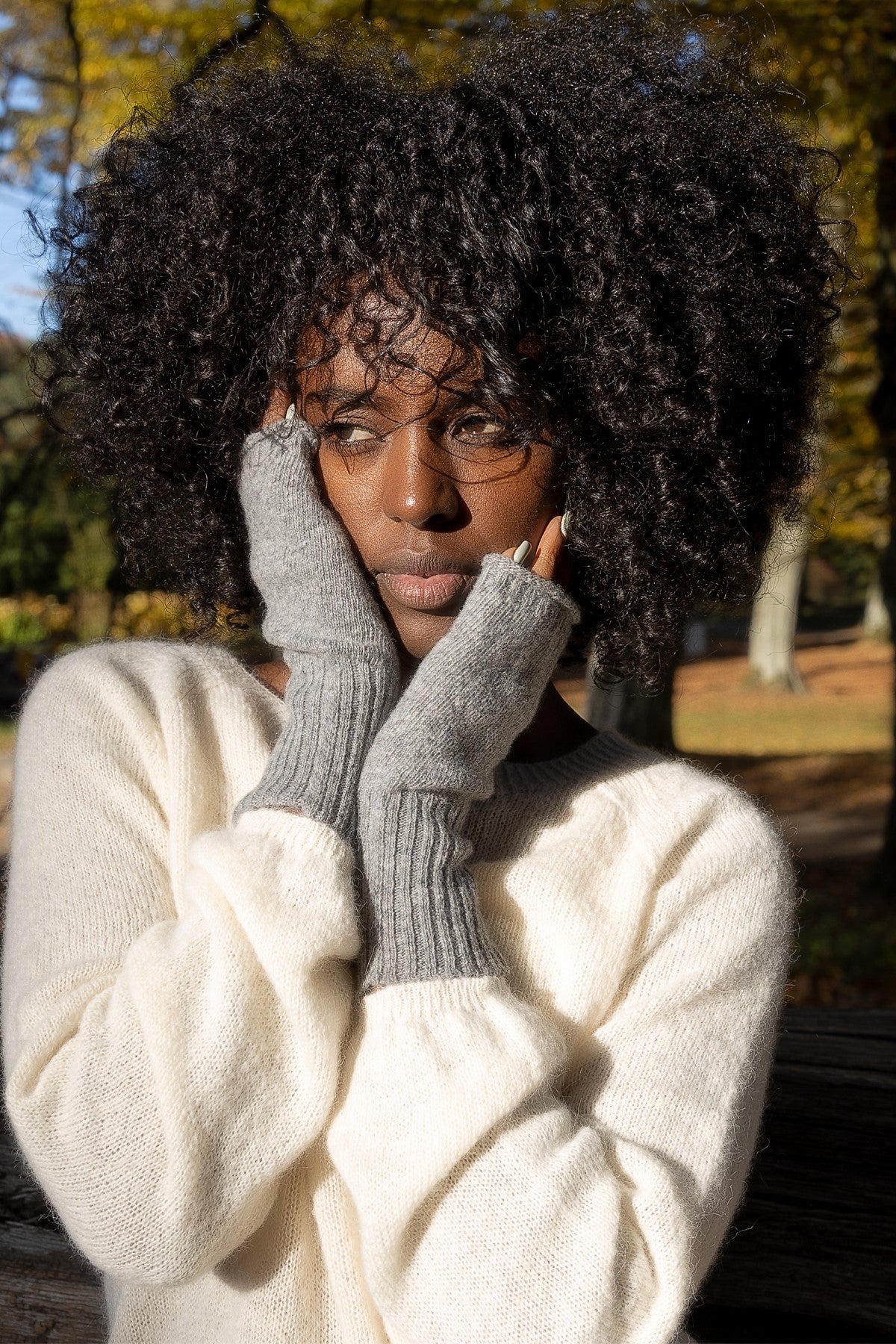 Wełniane mitenki szary - 2