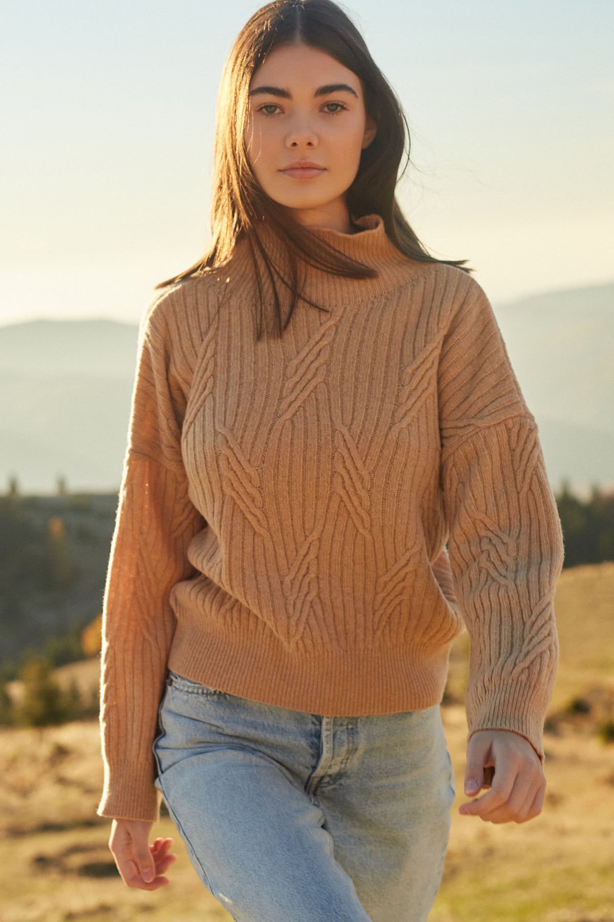 Wełniany klasyczny sweter golf premium karmelowy - 10