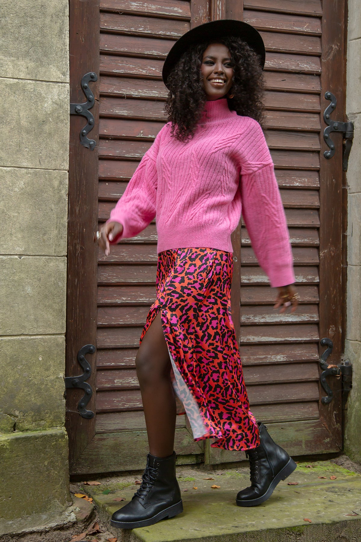 Wełniany klasyczny sweter golf premium różowy - 6