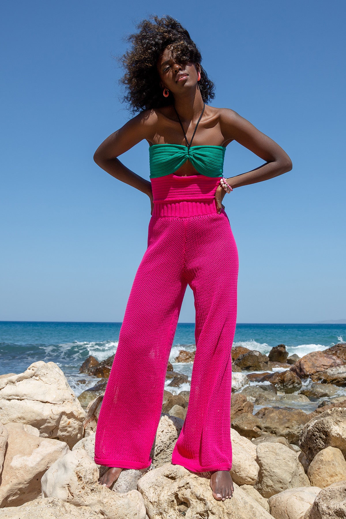 Wiązany top zieleń zielony - 6