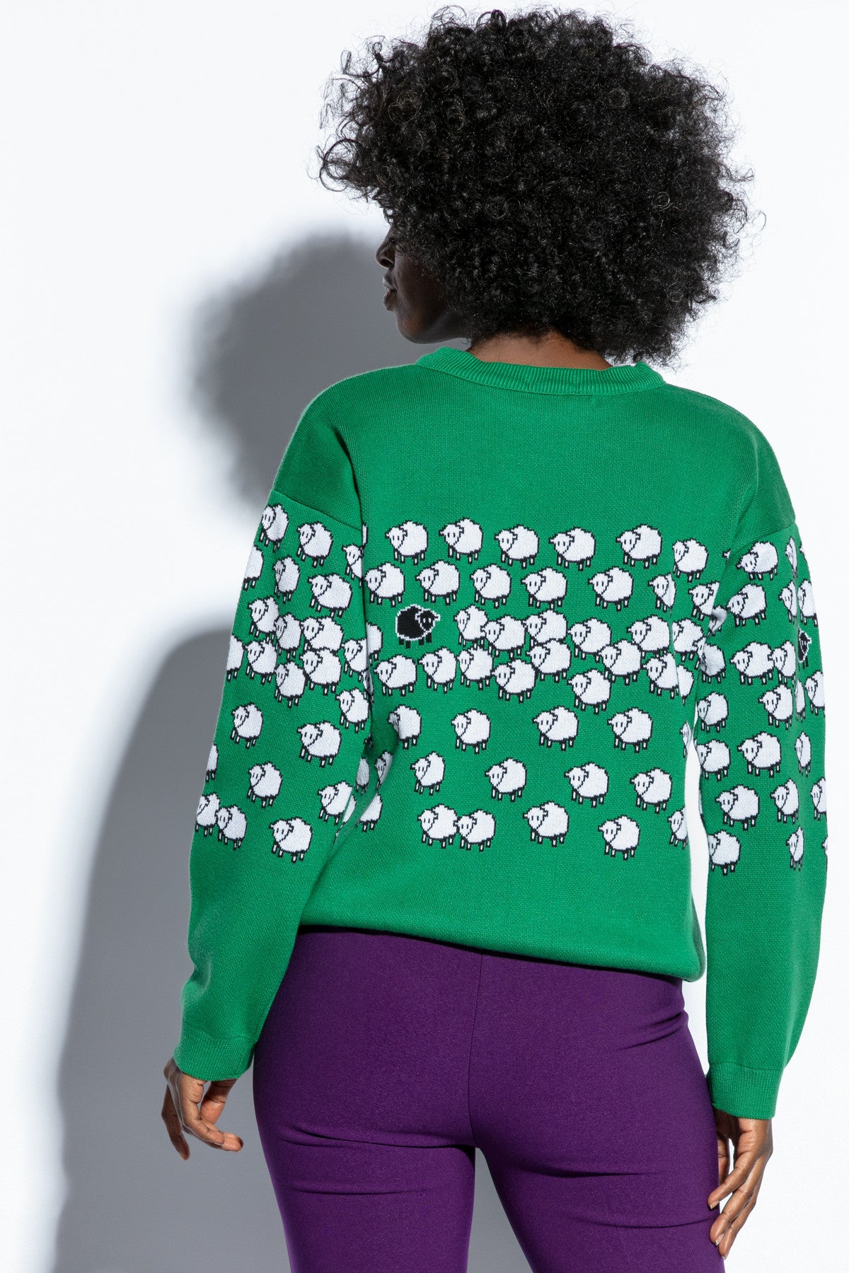 Żakardowy sweter owieczki zieleń zielony - 4
