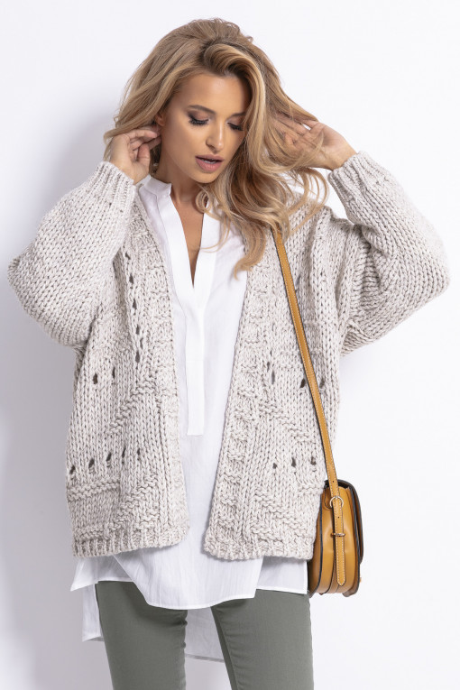 Oversized cardigan with lace pattern F779