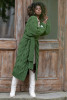 Długi wełniany Kardigan z ozdobnym grubym splotem Chunky Knit F1261 na jesień na spotkanie, na wiosnę, na zimę