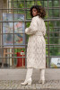 Long woolen cardigan with decorative chunky knit F1261