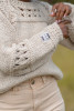 Sweter z ażurem o grubszym splocie Chunky Knit F1260 do pracy na wiosnę, na jesień