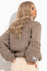 Sweter z ażurem o grubszym splocie Chunky Knit F1260 do pracy na wiosnę