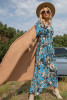 Długa sukienka kwiecisty wzór F1300 na wesele na lato