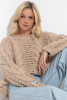 Ażurowy wełniany sweter o grubym splocie Chunky Knit F1318 na jesień, na wiosnę