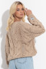 Ażurowy wełniany sweter o grubym splocie Chunky Knit F1318 na jesień, na wiosnę