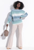Wool multicolored sweater with a neckline F1360