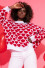 Loose sweater with a pattern of hearts F1383