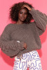 Sweter z frędzlami o grubym splocie chunky knit F1378 z wełny