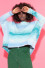 Colorful oversized merino wool sweater F1384