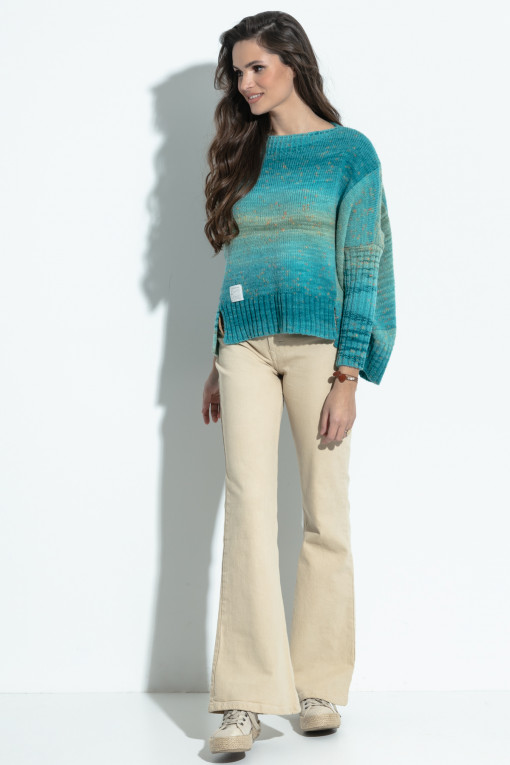 Colorful oversized merino wool sweater F1384