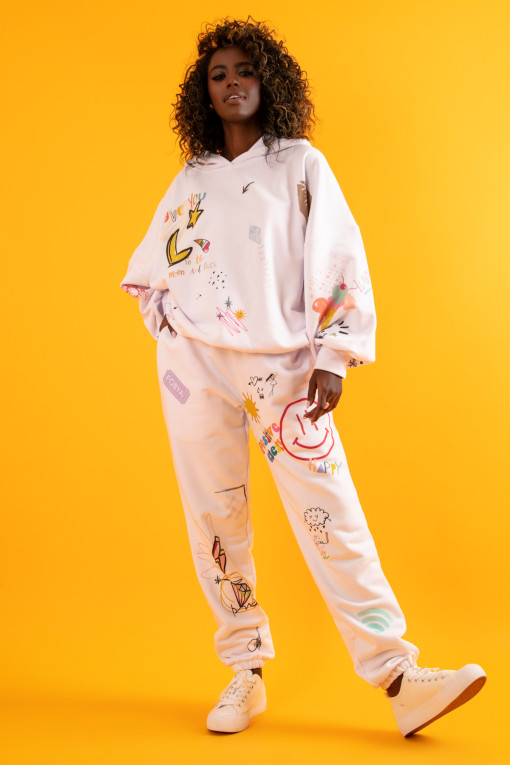 Colorful set oversized hoodie and wide pants F1411