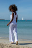 Bawełniany ażurowy komplet spodnie i top F1452, na plażę lato, wakacje