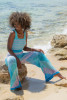 Bawełniany ażurowy komplet spodnie i top F1452, na plażę lato, wakacje