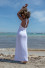 Długa letnia sukienka z odkrytymi plecami F1461 na plażę