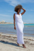 Długa letnia sukienka z dekoltem w serek F1467, ażurowa, na plażę