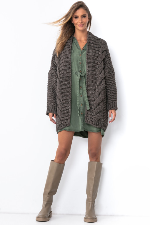 Wool Chunky Knit cardigan with a thick weave F1500