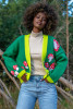 Krótki kardigan muchomory - sweter zapinany kolorowy F1505