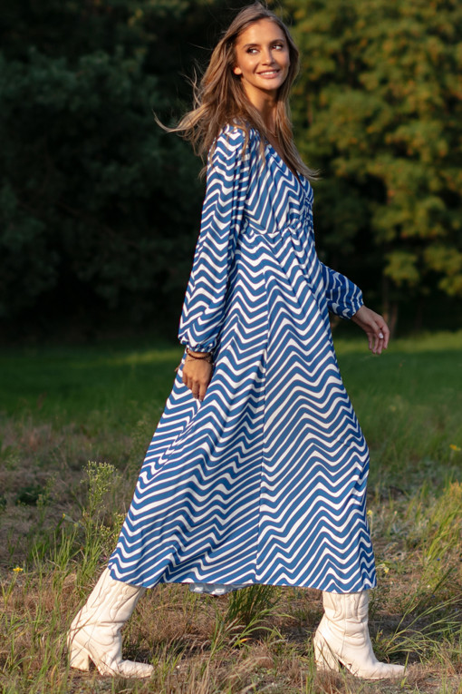 Long dress in a geometric pattern F1503