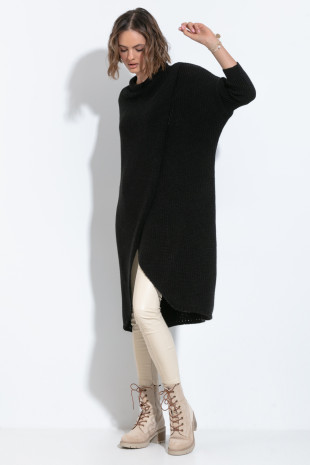 Frogbox We\u0142niany sweter czarny-turkusowy Nadruk z motywem W stylu casual Moda Swetry Wełniane swetry 
