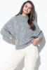 Sweter oversize z wzorem aranów F840