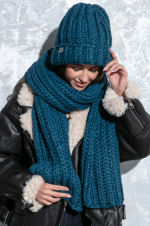 Long chunky knit scarf F1537