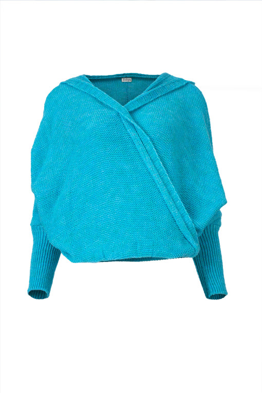 Wrap-style hooded sweater N04