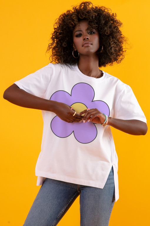 Bluzka damska z nadrukiem flowers F1590