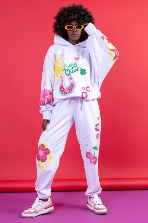 Colorful oversized hooded sweatshirt and loose pants with pockets - tracksuit set F1644