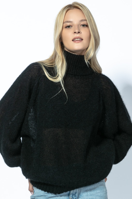 Seamless oversized turtleneck alpaca wool sweater F1729