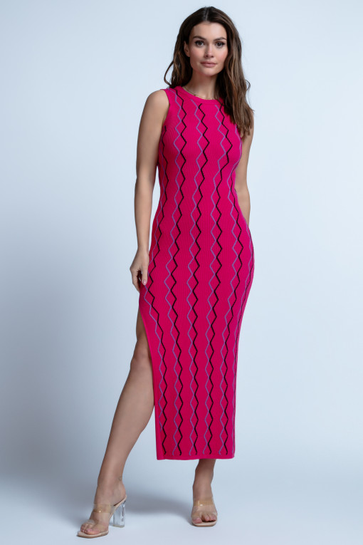 Sukienka kolorowa midi z rozporkiem F1848