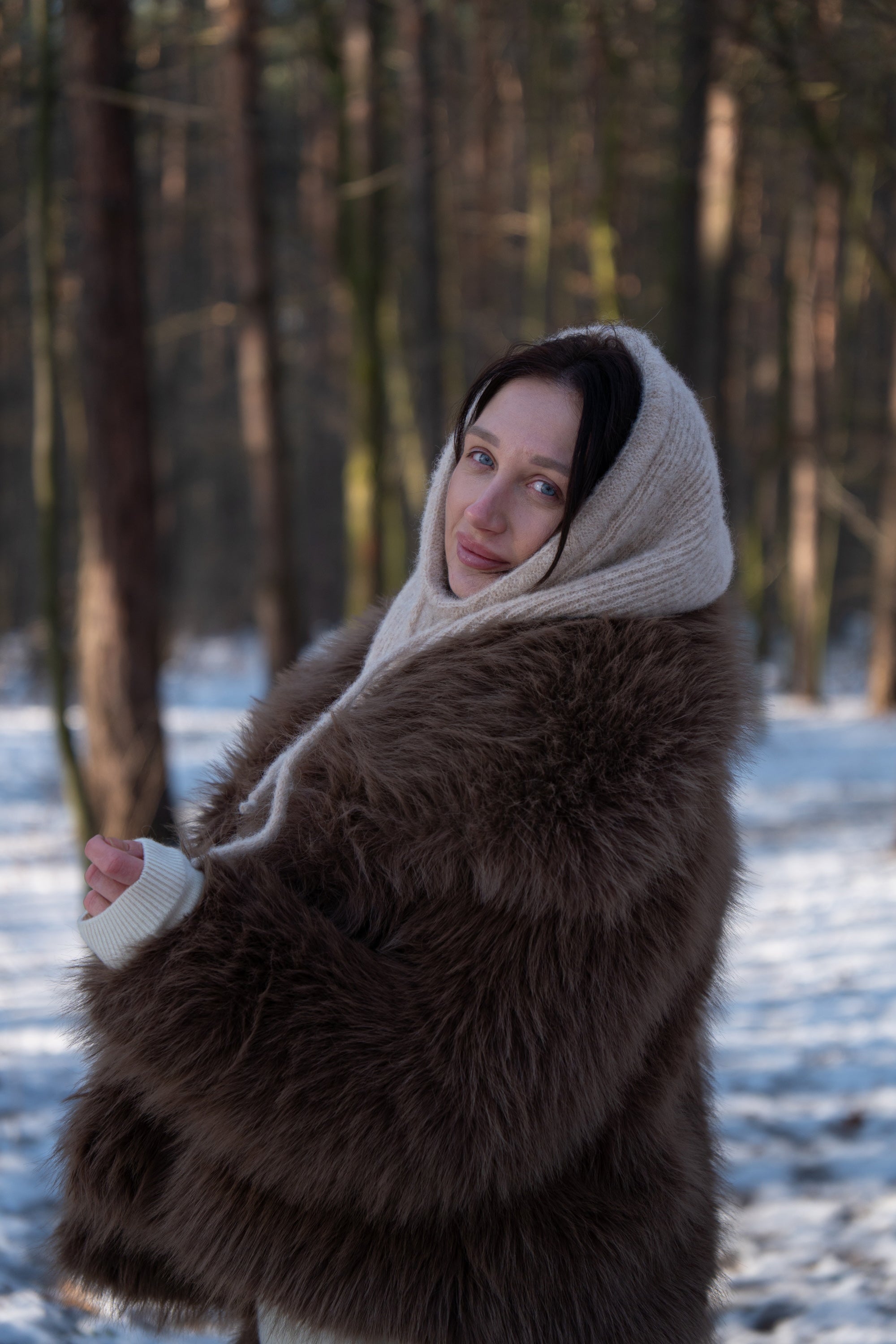 Balaclava z wełny alpaki Cloudveil beżowa