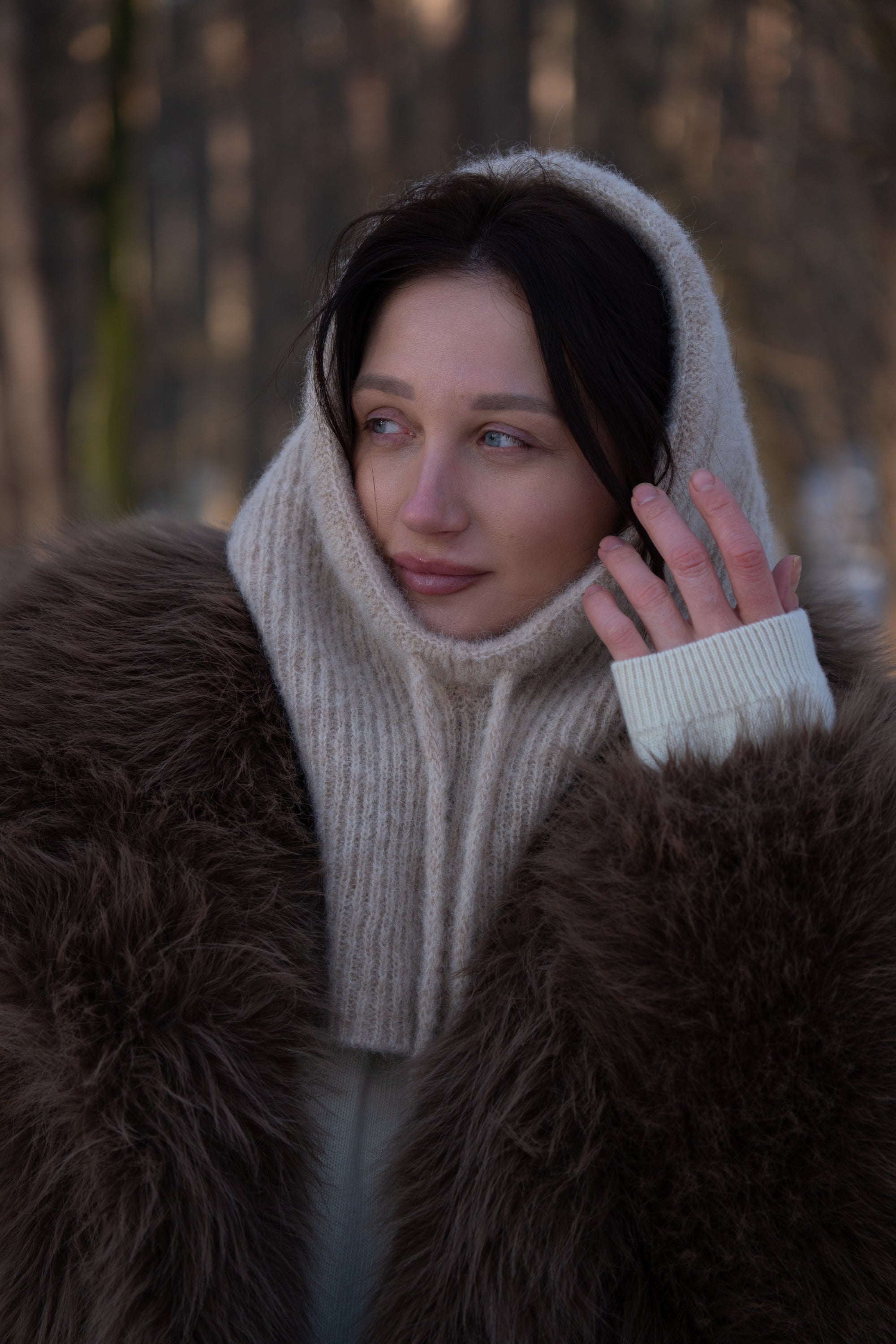 Balaclava z wełny alpaki Cloudveil beżowa