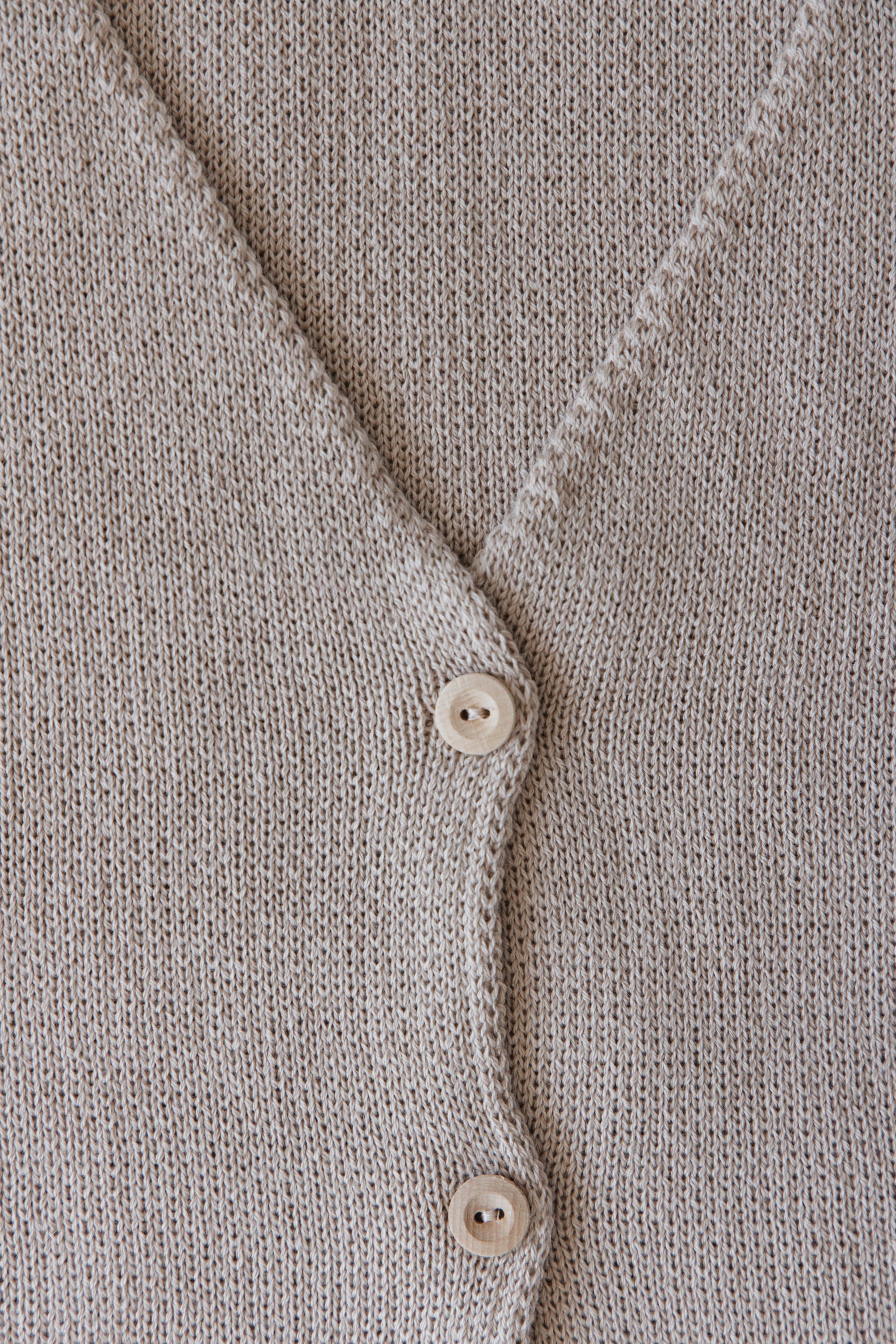 Organic cotton and cashmere button-up vest, beige