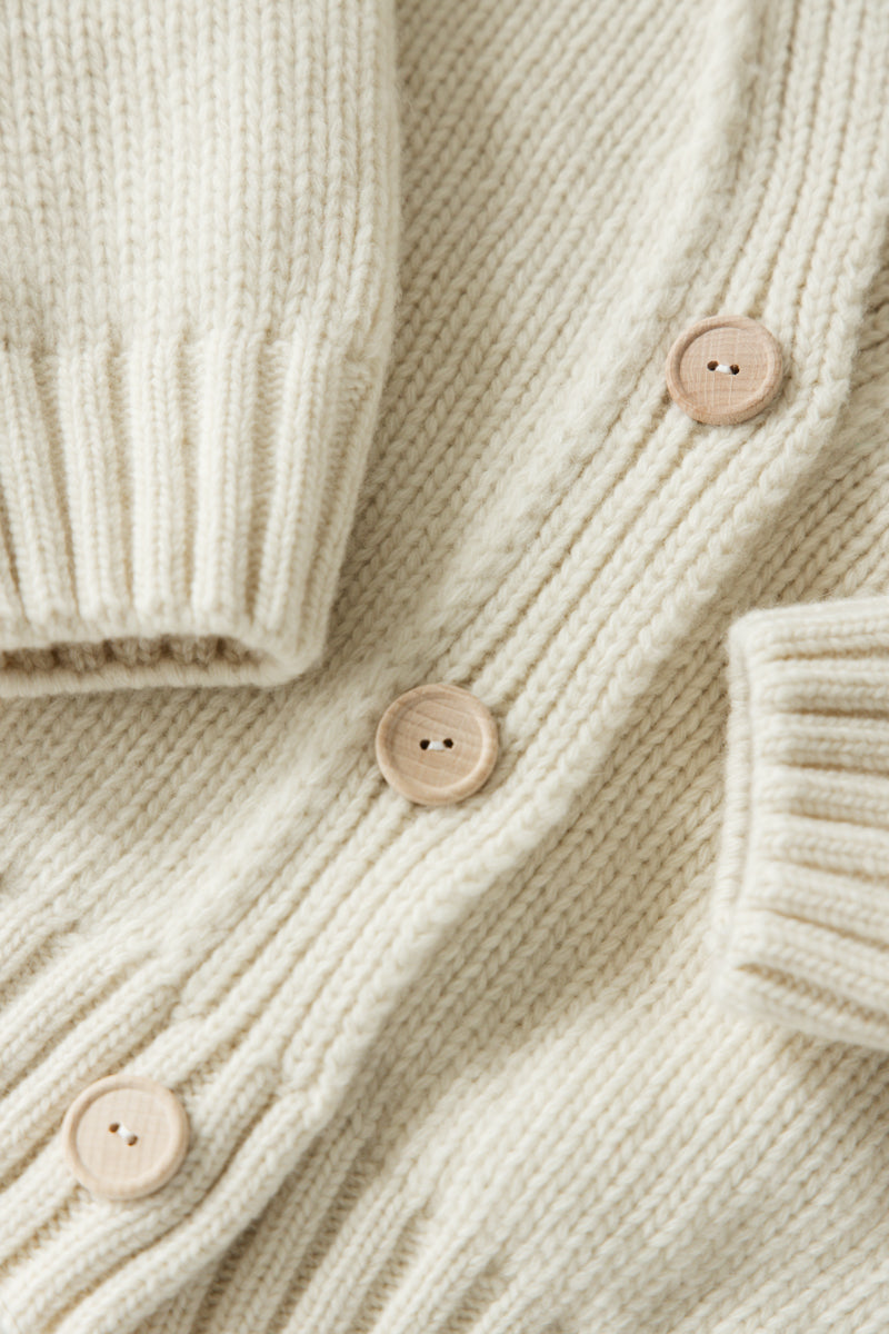 ecrufarbene Strickjacke von Velvet Core aus Kaschmir und Merinowolle