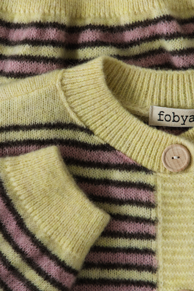 Kardigan z wełny alpaki Soft Stripe żółty
