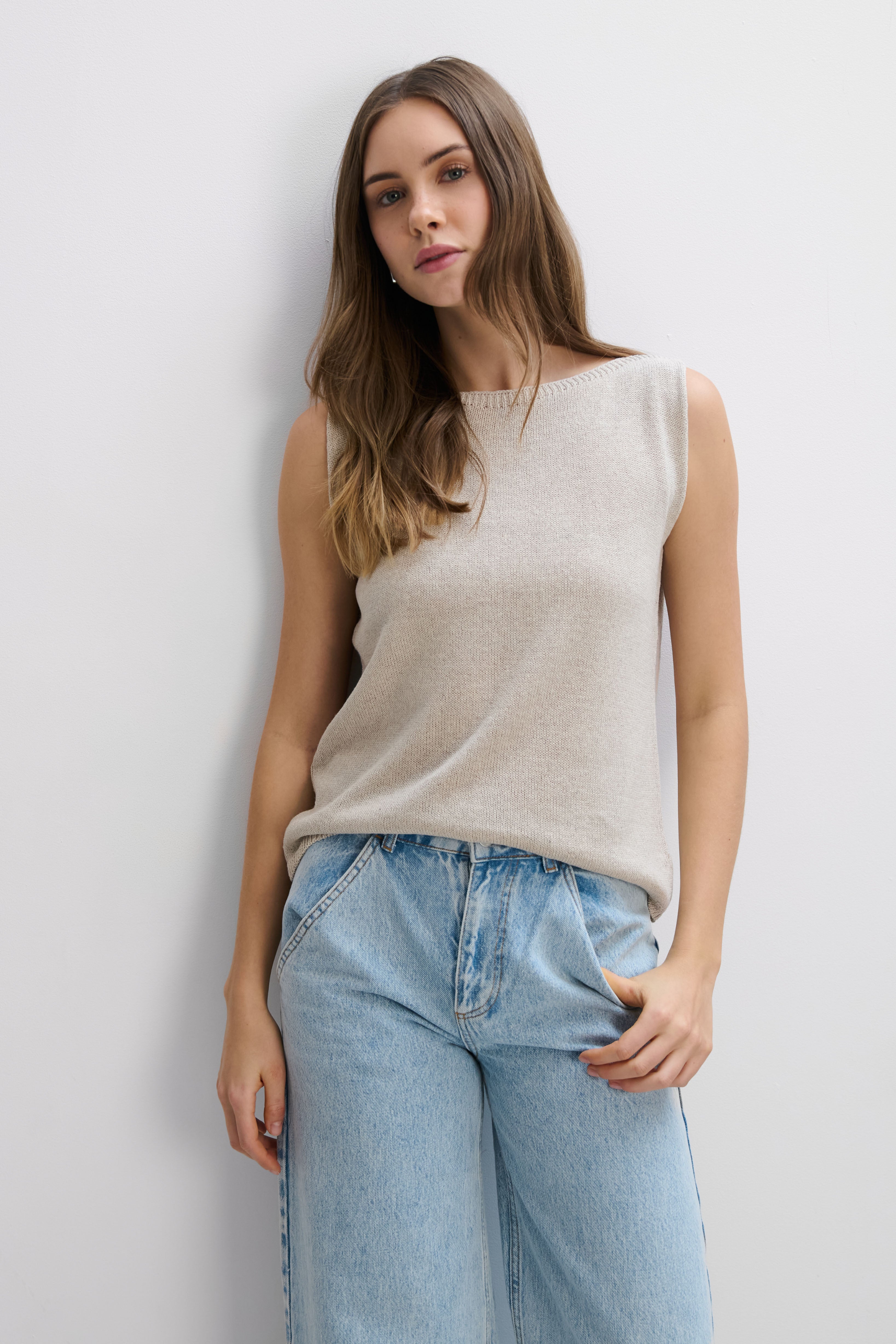 Beiges Oberteil aus Hanf und Leinen