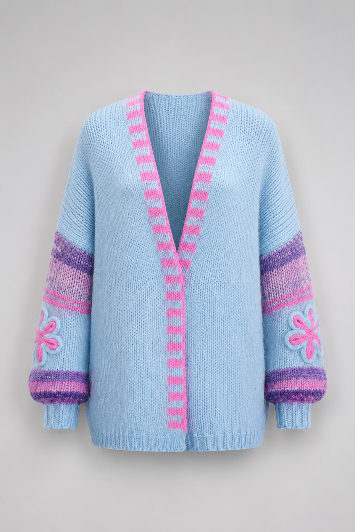 Zuckerblüten-Strickjacke Blau