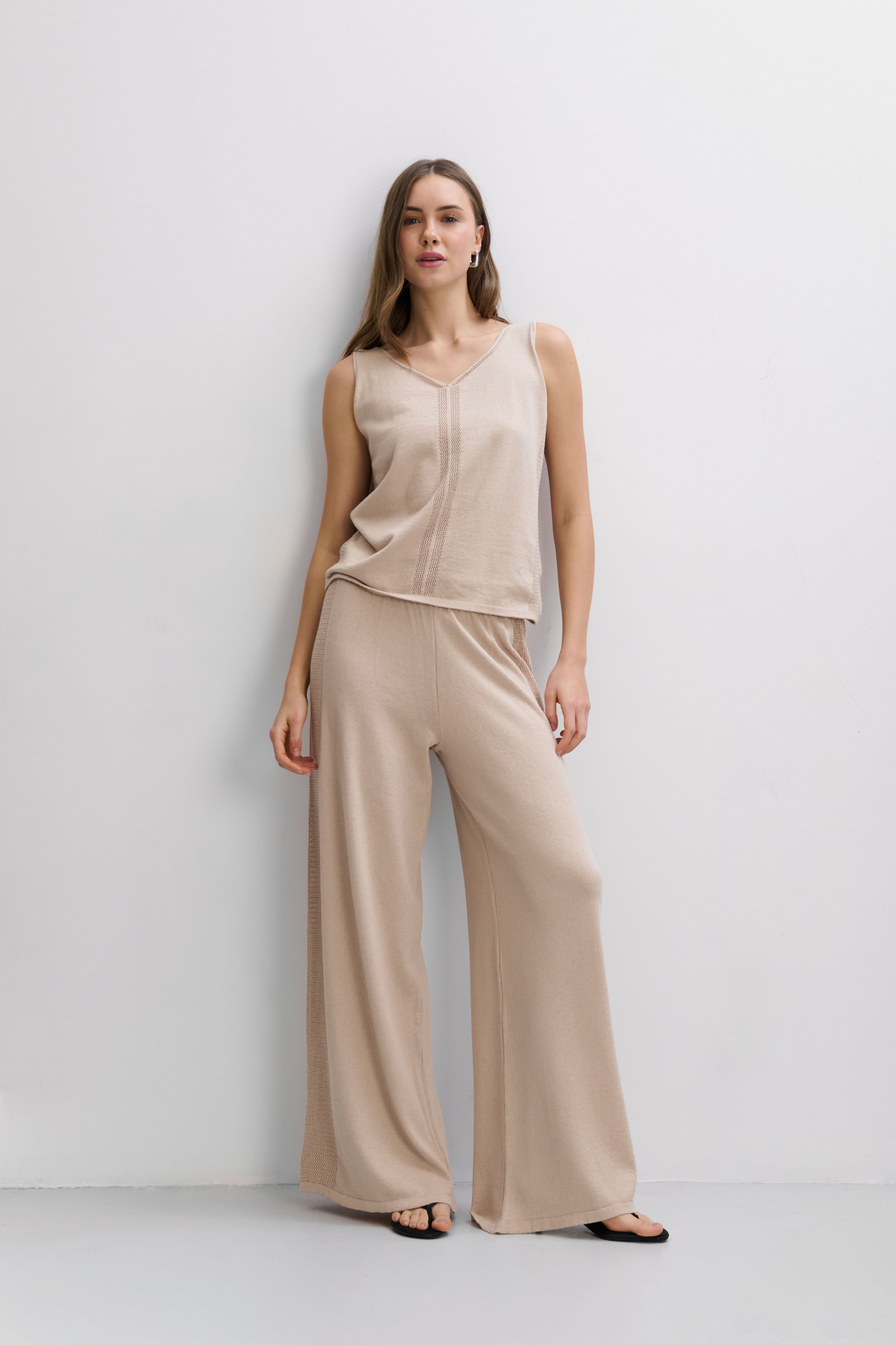 Beige organic cotton and cashmere top