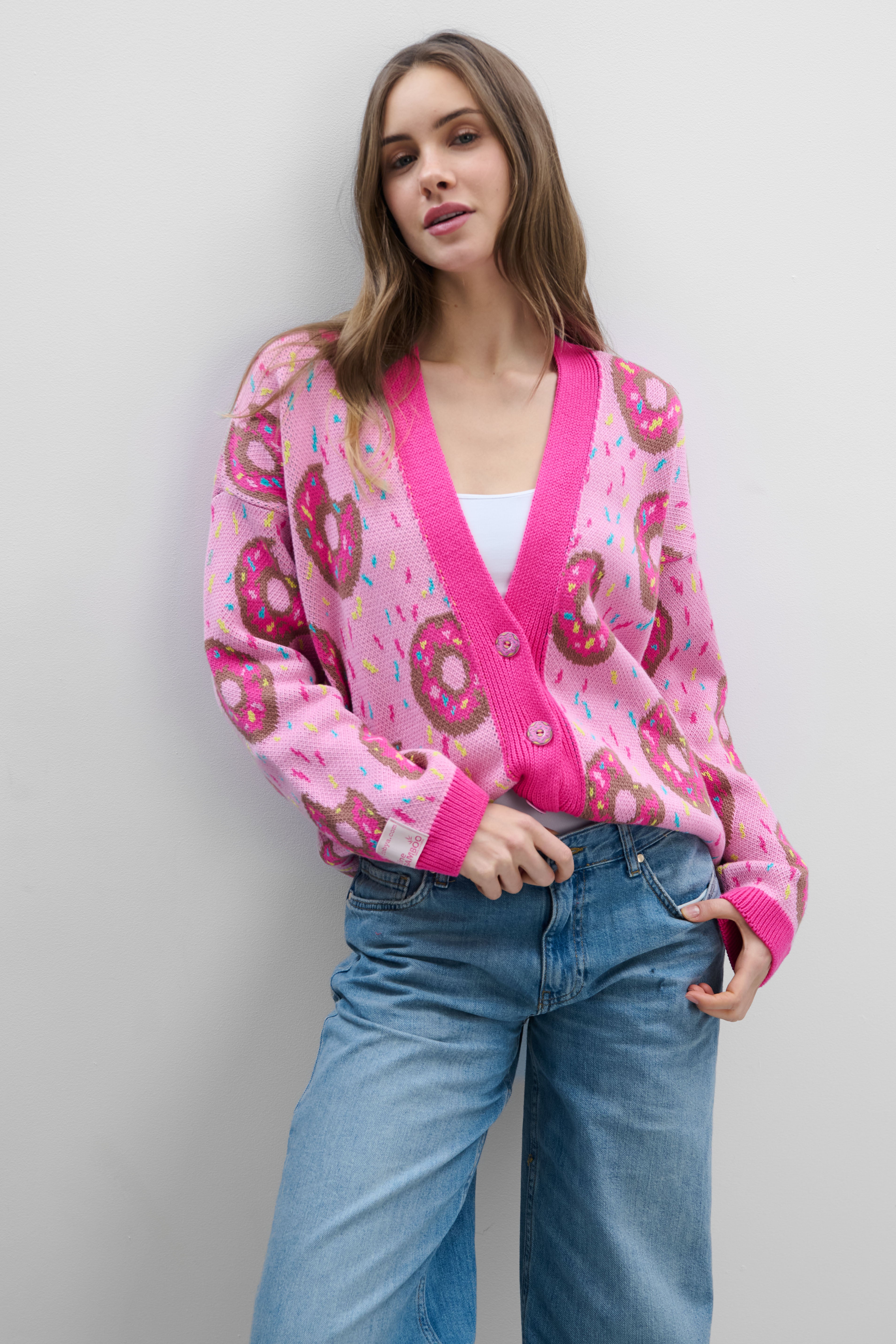 Bawełniany kardigan Donut różowy