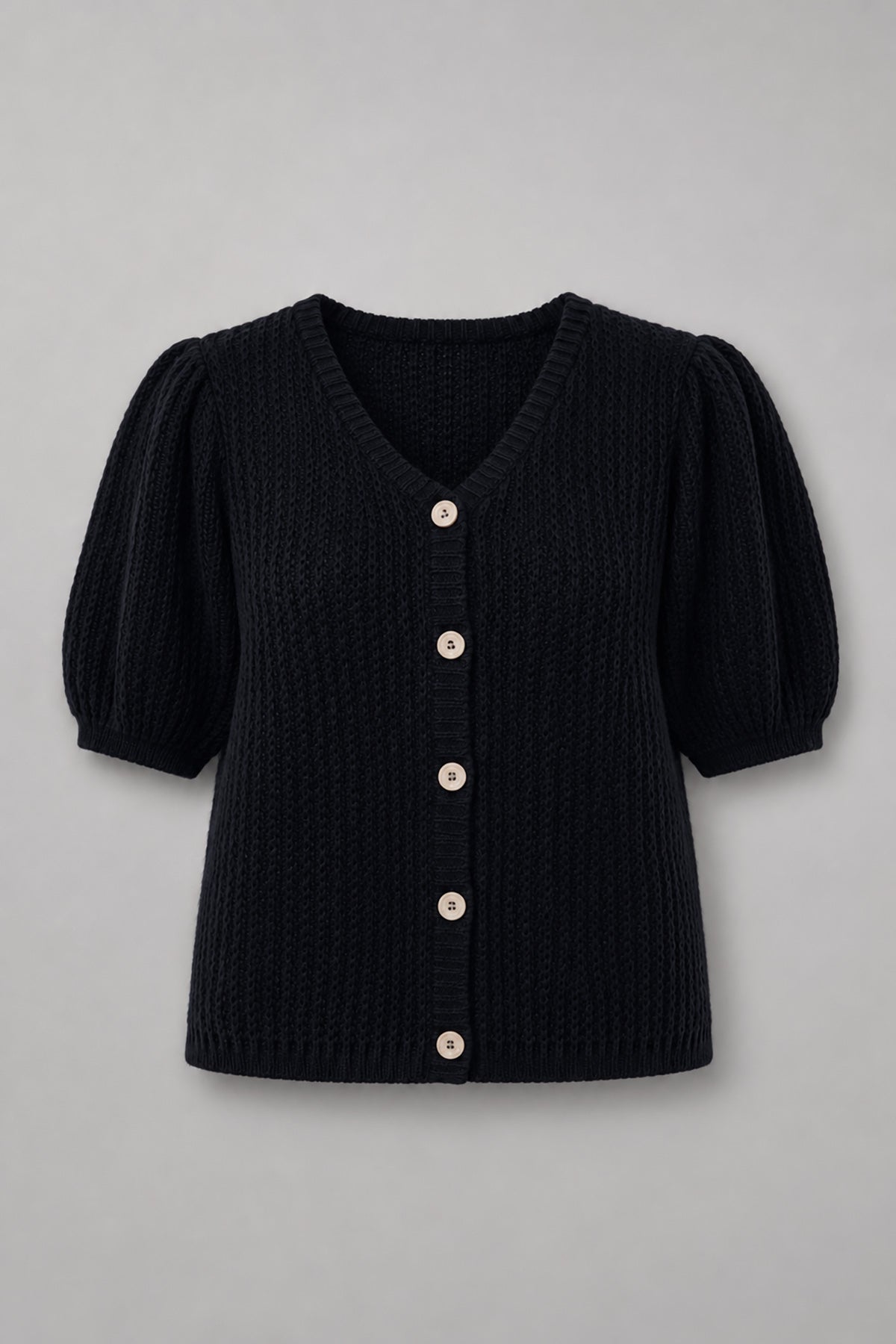 Zapinany sweter z wełny baby alpaka czarny
