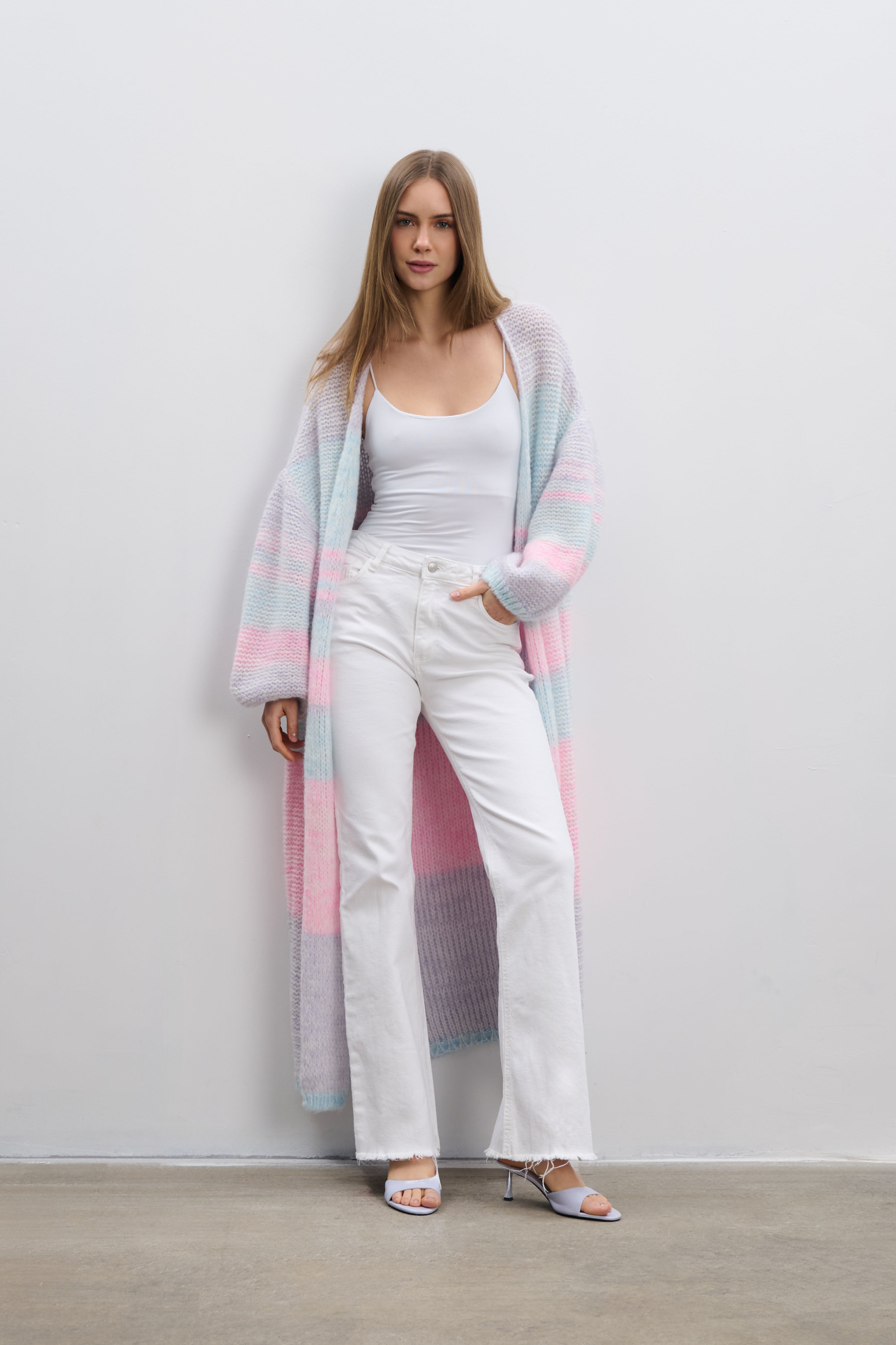 Długi pastelowy kardigan PASTEL CLOUDS fioletowy