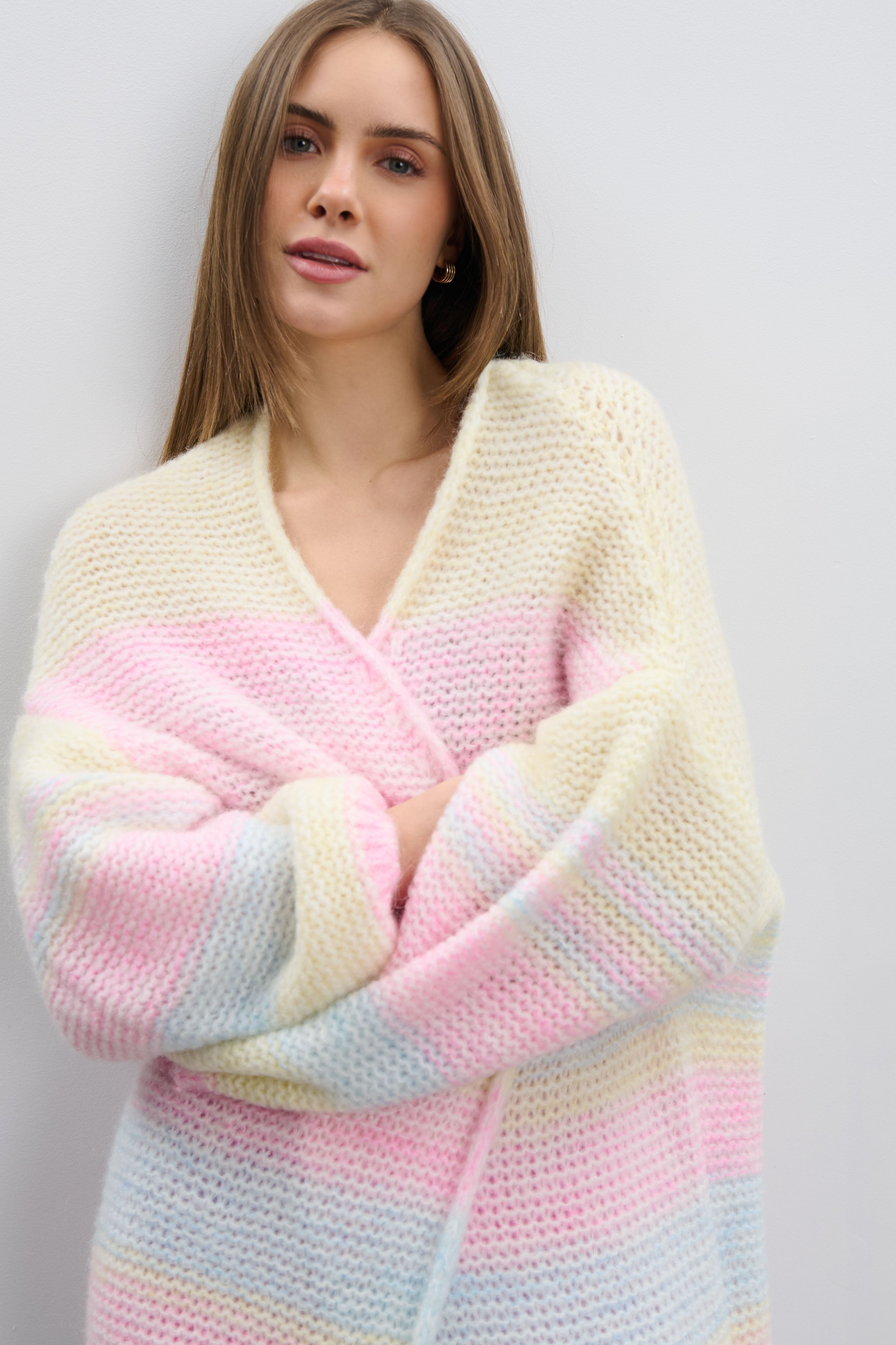 Długi pastelowy kardigan PASTEL CLOUDS żółty