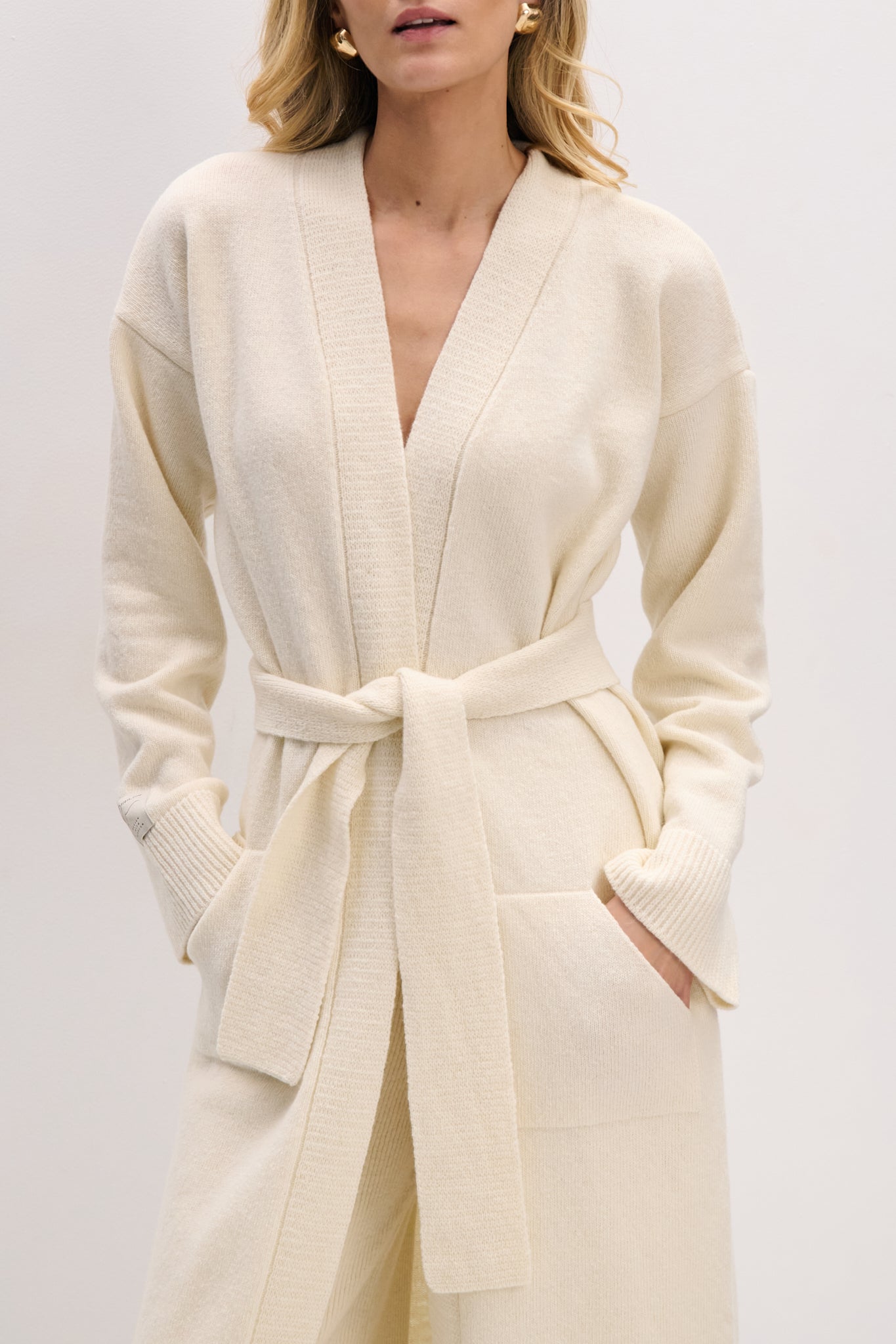 Long merino wool cardigan brown