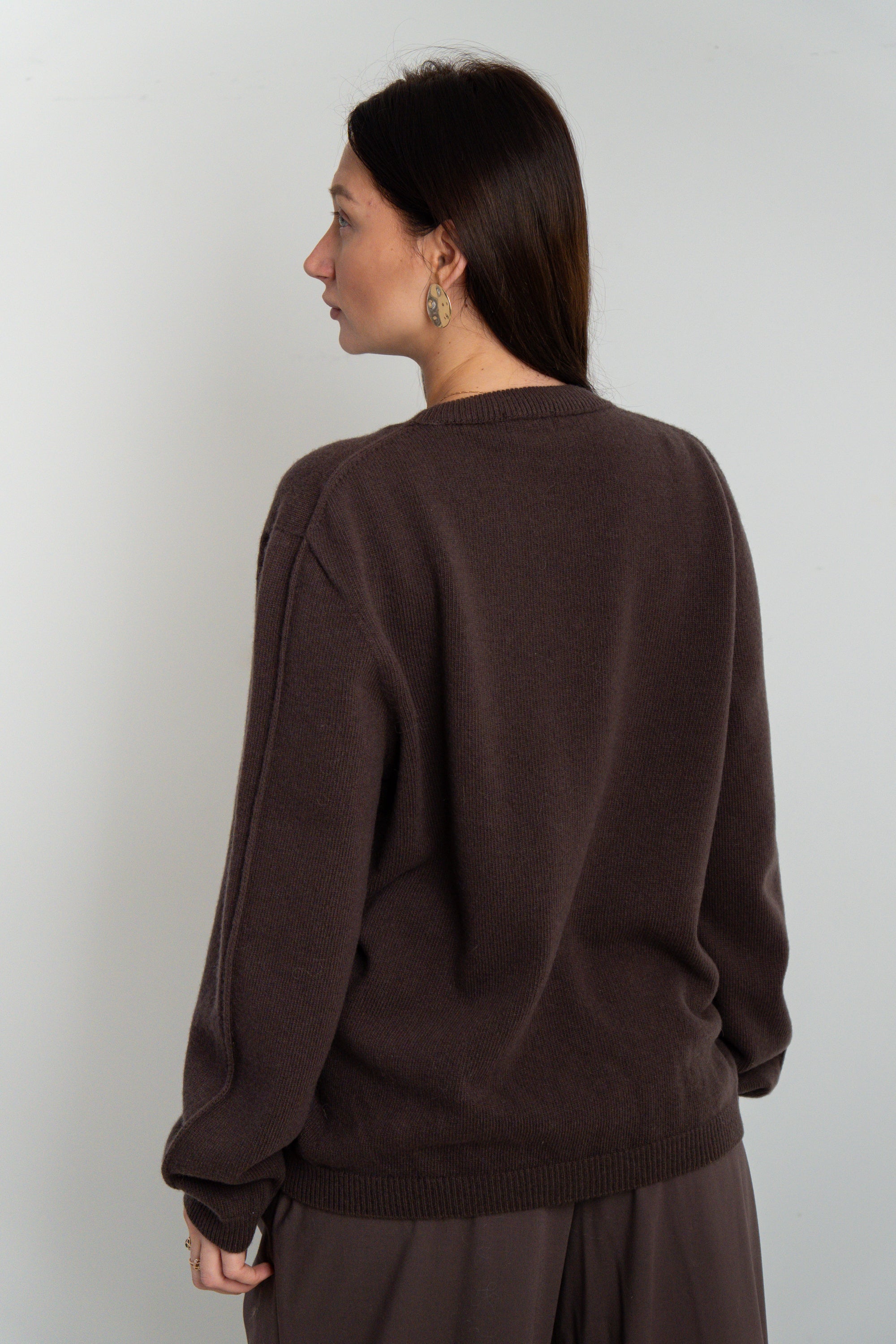 Sweter z kaszmiru i wełny merynos Softscape brązowy