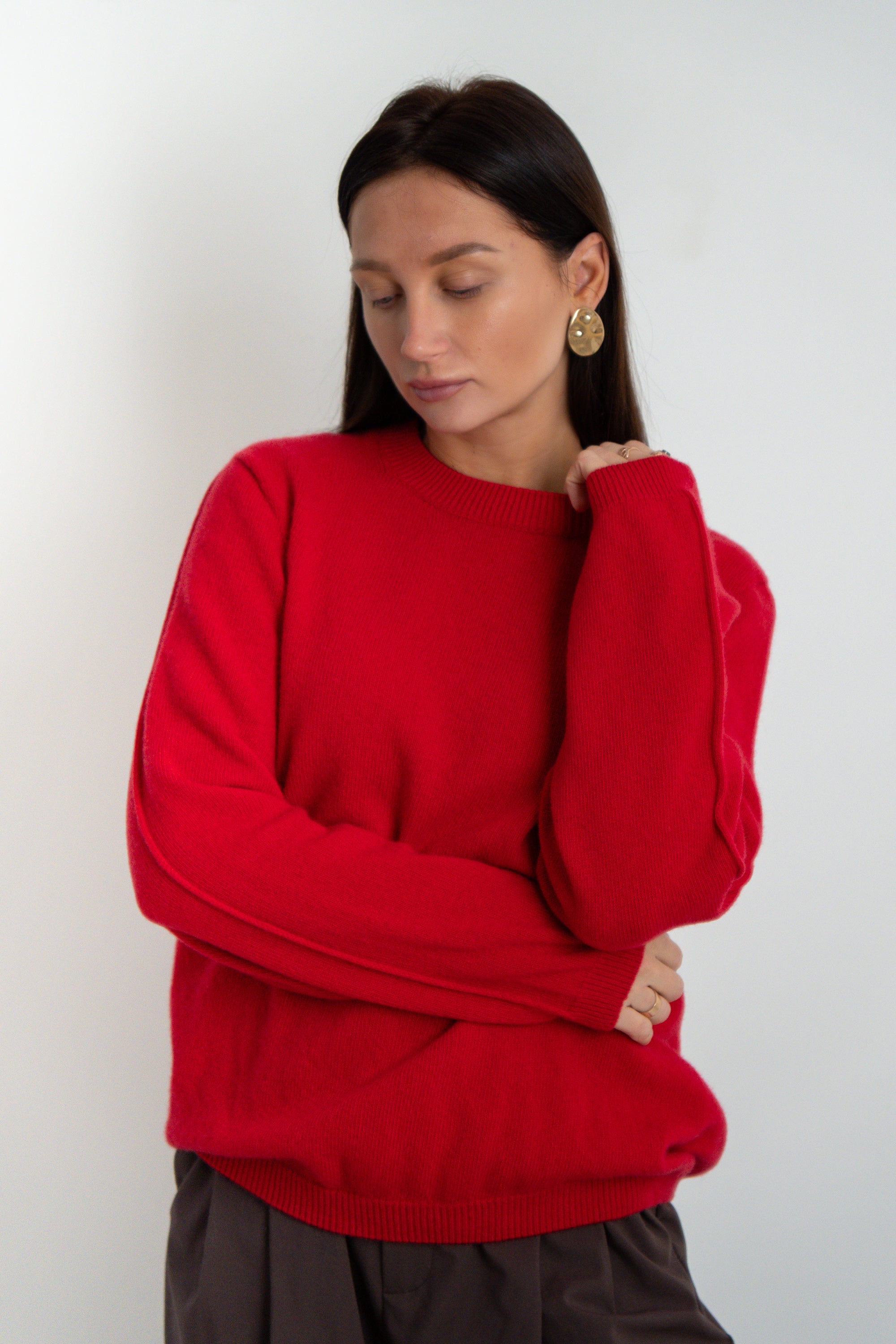 Sweter z kaszmiru i wełny merynos Softscape czerwony